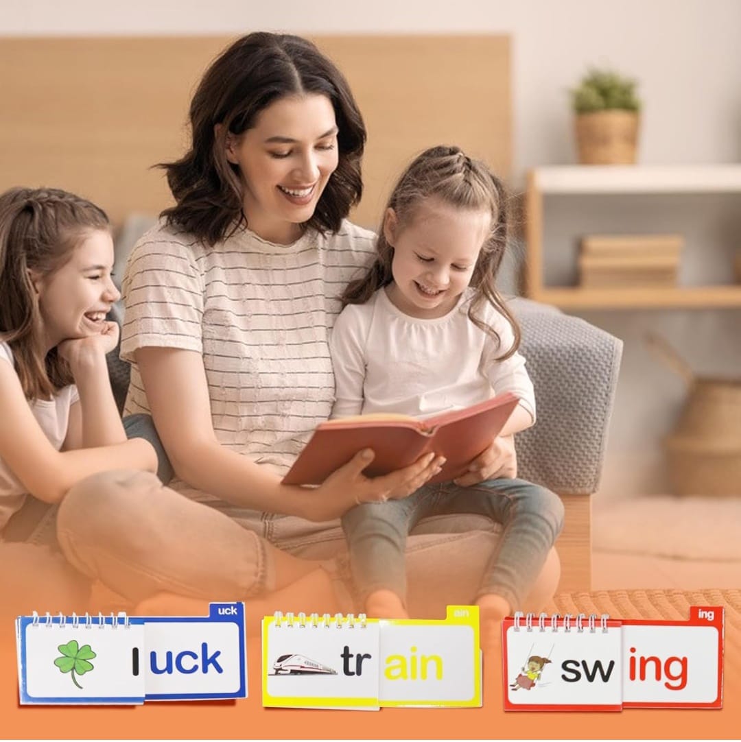 Interactive Phonics & Word Family Flip Books for Kids (3–5 Years) – 30 Read & Rhyme Sight Word Flash Cards for Early Literacy & Vocabulary
