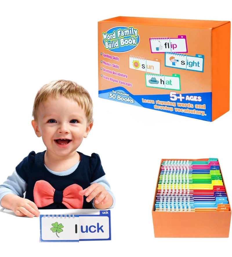 Interactive Phonics & Word Family Flip Books for Kids (3–5 Years) – 30 Read & Rhyme Sight Word Flash Cards for Early Literacy & Vocabulary